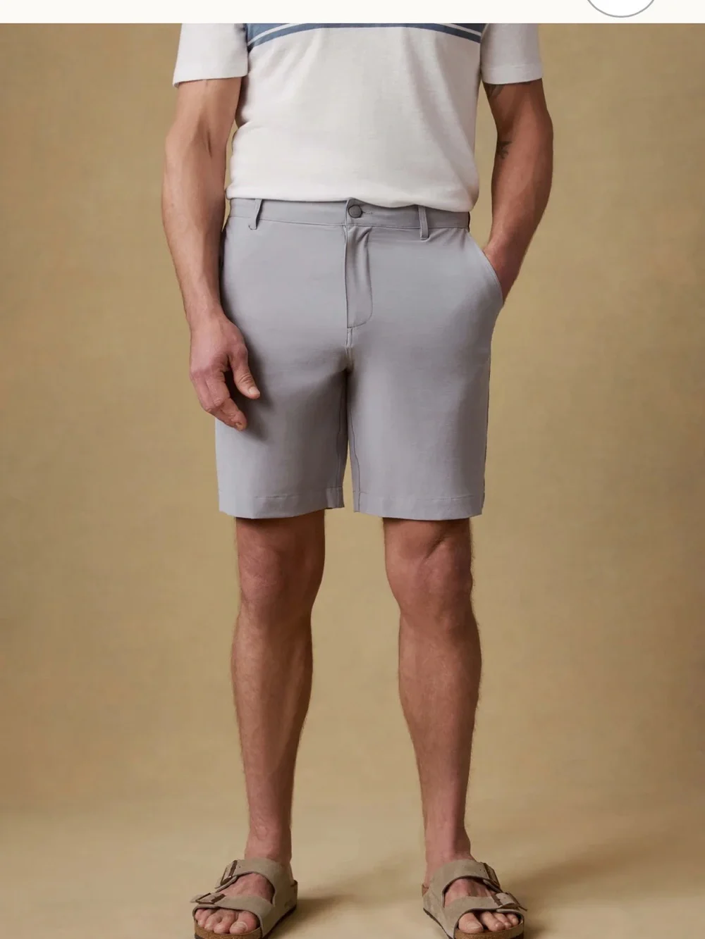 Faherty Belt Loop All Day Shorts in Ice Gray Performance Flat-Front NWT